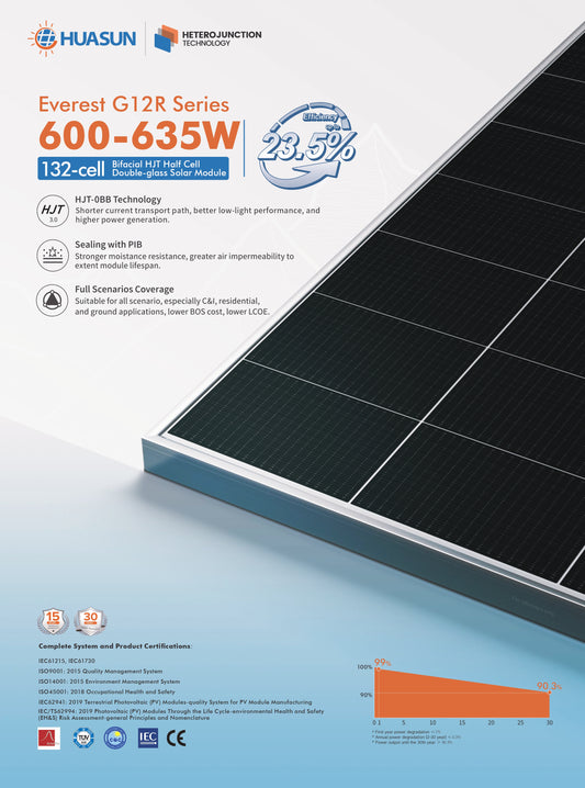 Huasun Solar | Everest G12R serija 605-625W