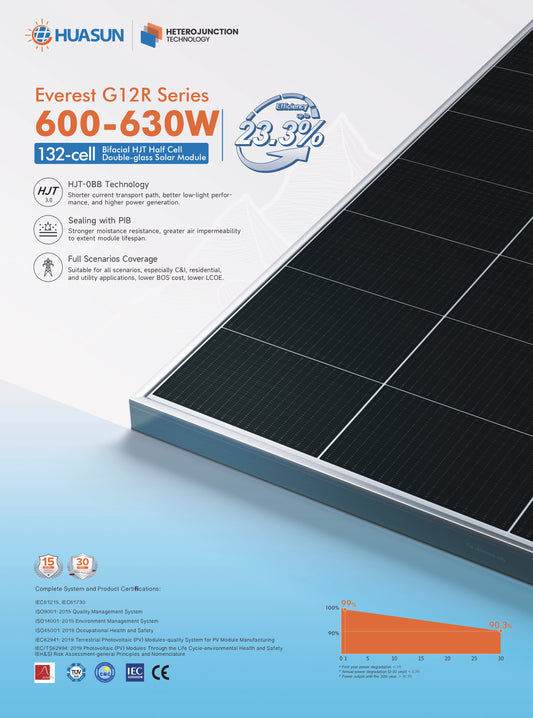 Huasun Solar | Everest G12R serija 605-625W